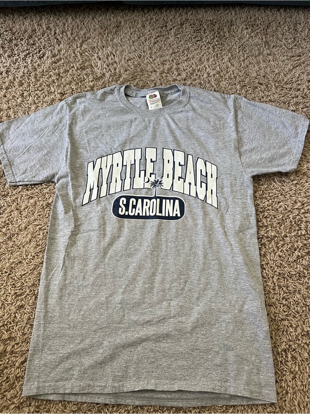 New Without Tags Grey Myrtle Beach Shirt Size Small Fruit Of The Loom Cotton